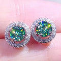 CAOSHI Customable Simple Green Bright Round Crystal Cubic Zirconia Earrings for Luxury Women Wedding Party Stud Earrings Jewelry