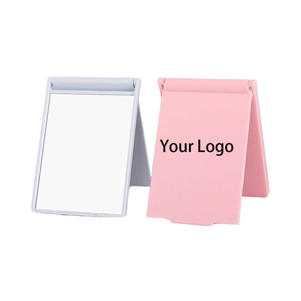 Zonyin High Quality Black Rectangle Folding Compact Travel Makeup Mirror Customizable Plastic Foldable Desktop Mirror for Women