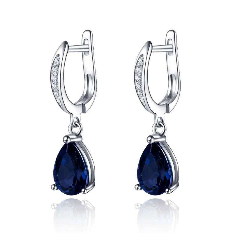 CAOSHI Classic Silver Color Water Drop Shaped Earring Blue Stone Crystal Earrings for Women Fashion Dropping Earrings