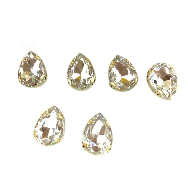 Drop Shape Crystal Glass Rhinestones for Wedding Shoe Accessories Loose Fancy Beads with Point Back for Adding Elegant Touch
