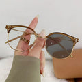 2025 New Women Half Frame Metal Phototrogy Luxury Half Frame Metal Frame Blocking Photochromic Anti Blue Light Optical Glasses