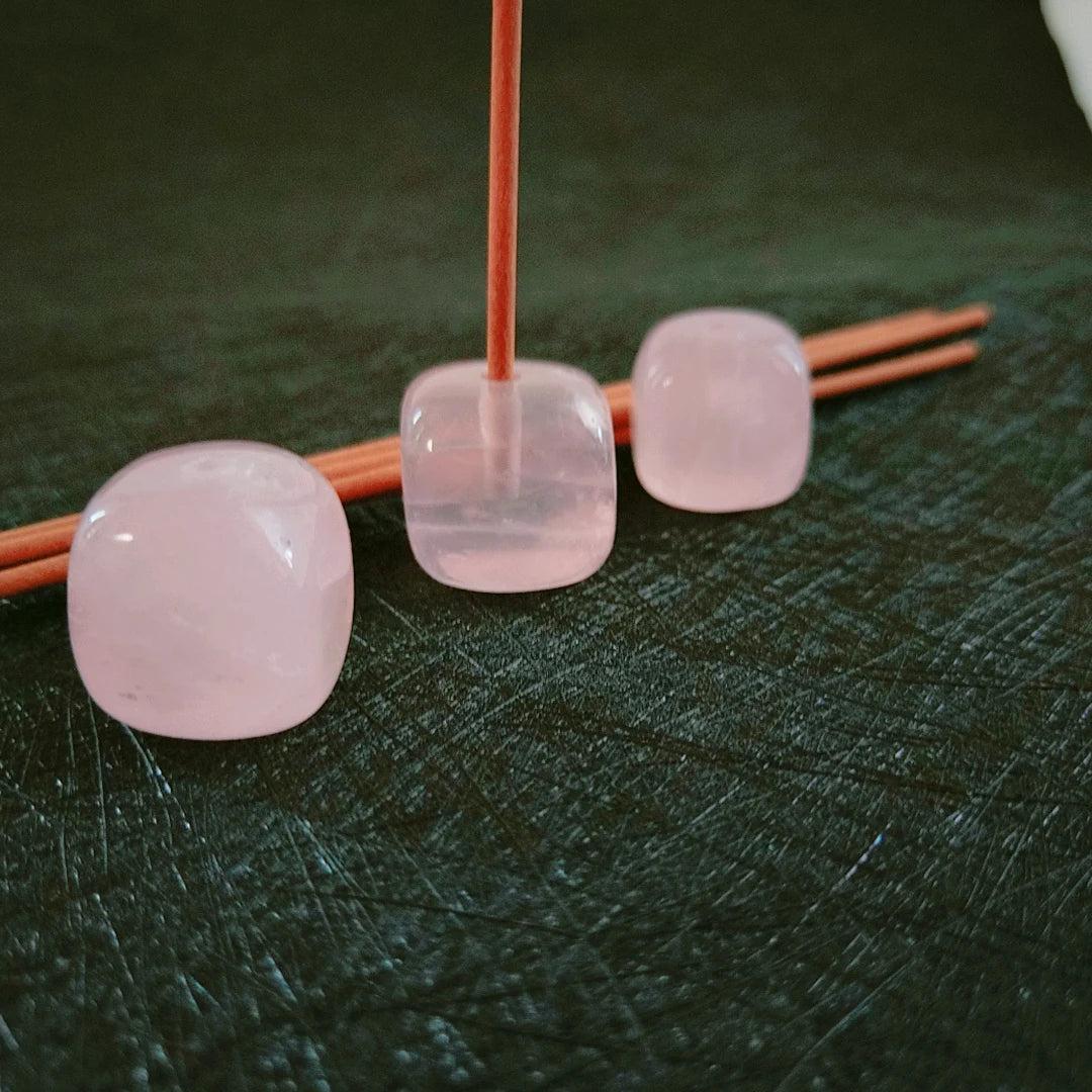 HY Welcomed Design Natural Rose Quartz Gemstone Incense Stick Holder Egg Stone Easter Gift