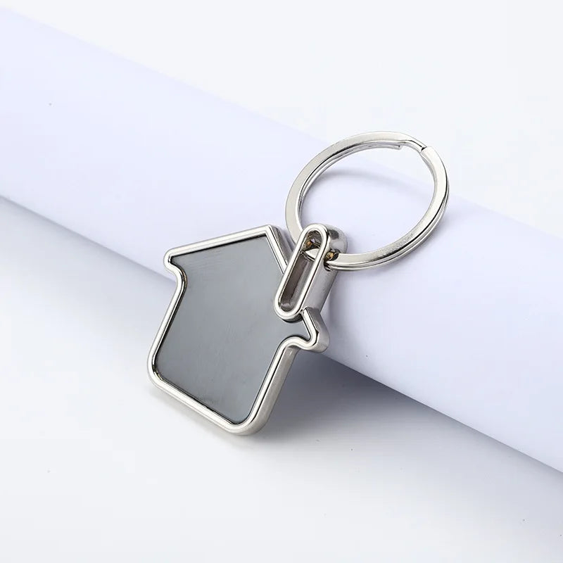 Design Logo Keyring Metal Custom House Keychain Wholesale High Quality Cheap Personalise Engraved Zinc Alloy Customized