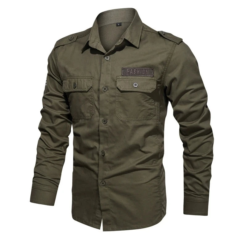 Mens Casual Outdoor Shirt for Spring and Autumn Long Sleeves Double Breasted Closure for Hiking Fishing Walking Traveling