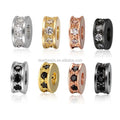 Gold Plated Rondelle Spacer Beads Copper Micro Pave Cubic Zirconia Charms for DIY Bracelets & Necklaces 3x7mm