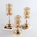 Metal Plating Iron Candlestick Wedding Props Candle Cup Hollowed Out Antique Crystal Candlestick Ornaments