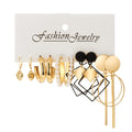 Vintage Boho Geometric Tassel Acrylic Earrings Set for Women Bohemian Pearl Earrings Set Big Drop Earring