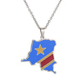 Women Men Ethnic Country Flag Stainless Steel Congo Map Necklace Pendent