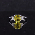 Starsgem Classic 14K White Gold Rings 7x7mm Asscher Cut Lab Yellow Sapphire Ring Engagement Rings