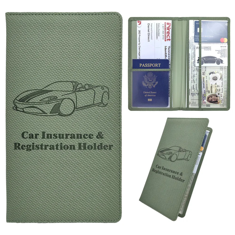 Custom Car Accessories Gift Leather Cover Vehicle Paperwork Organizer Car Registration Folder and Insurance Document Holder