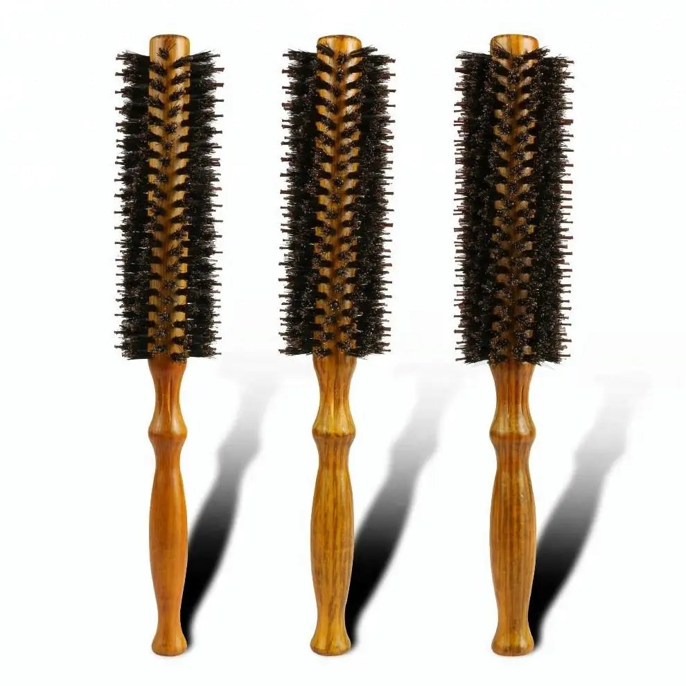 Professional Magic Wooden Round Extension Boar & Nylon Bristle Hairbrush with Long Handle Customized Color for Salon Home Use