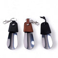 Best On-the-go Shoehorn Leather Handle Grip Shoe Horn Keyring Edc Keychain Tool Custom Metal Travel Shoe Horn Keychain with Log