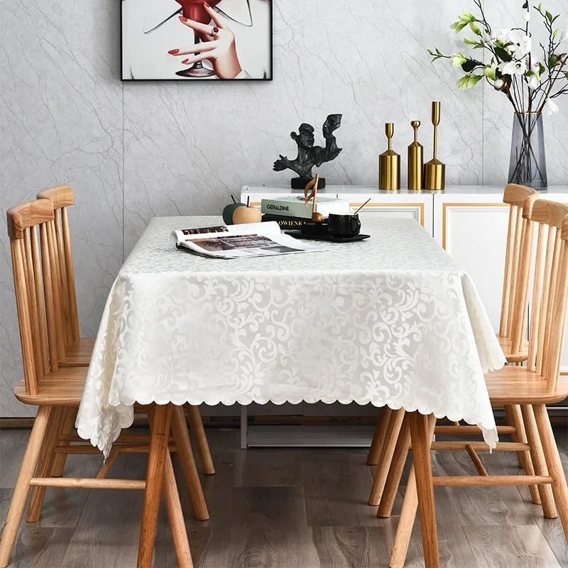 Jacquard Polyester Table Cloth Wedding Dinner Wholesale Cheap Christmas Tablecloth OEM Customized Fabric Size Party Table Cover
