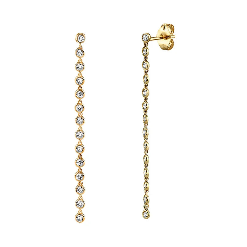 Gemnel Fashion Jewellery 925 Sterling Silver  Gold Plated Diamond Bezel Chain Stud Earring