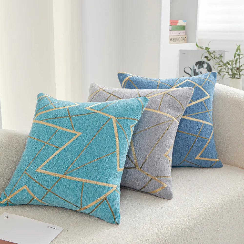 European Retro Style High-Grade Chenille Pillow Modern Woven Three-Dimensional Lines Detachable for Living Room