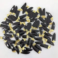 Natural Black Obsidian Gold Plated Children's Classic Knife Shape Pendants Fashion Charms for Making Jewelry Wholesale