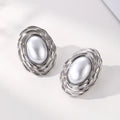 Orecchini Oval Pearl Imitation Pearl Grain Jewelry Stainless Steel Geometric Pearl Women's Stud Earrings