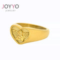 Cupid Angel Heart-shaped love Ring Jewelry 18K Gold Plated Stainless Steel Ring Women