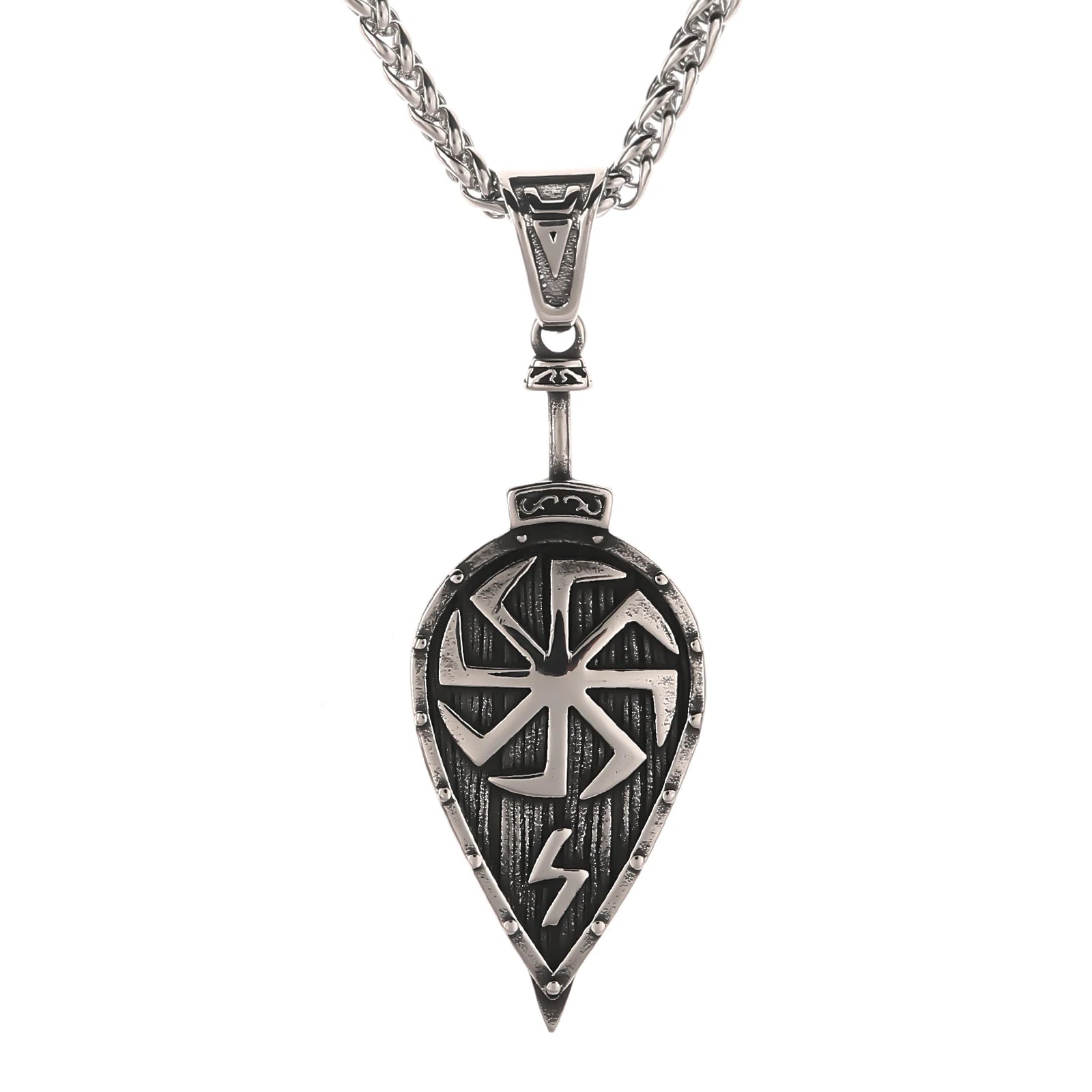 Nordic Design Kolovrat Amulet Symbol Stainless Steel Norse Shield Amulet Necklace Viking Jewelry