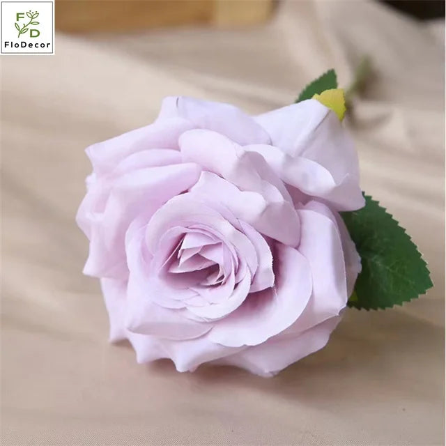 Wholesale Cheap Single Stem White Artificial Silk Roses Christmas Party Store Decoration with Free Sample