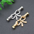 Exquisite Design Nickel Free Anti Rust Gold Silver Color CZ Pave Big Size Bow Knot Bracelet Clasps for Jewelry Making