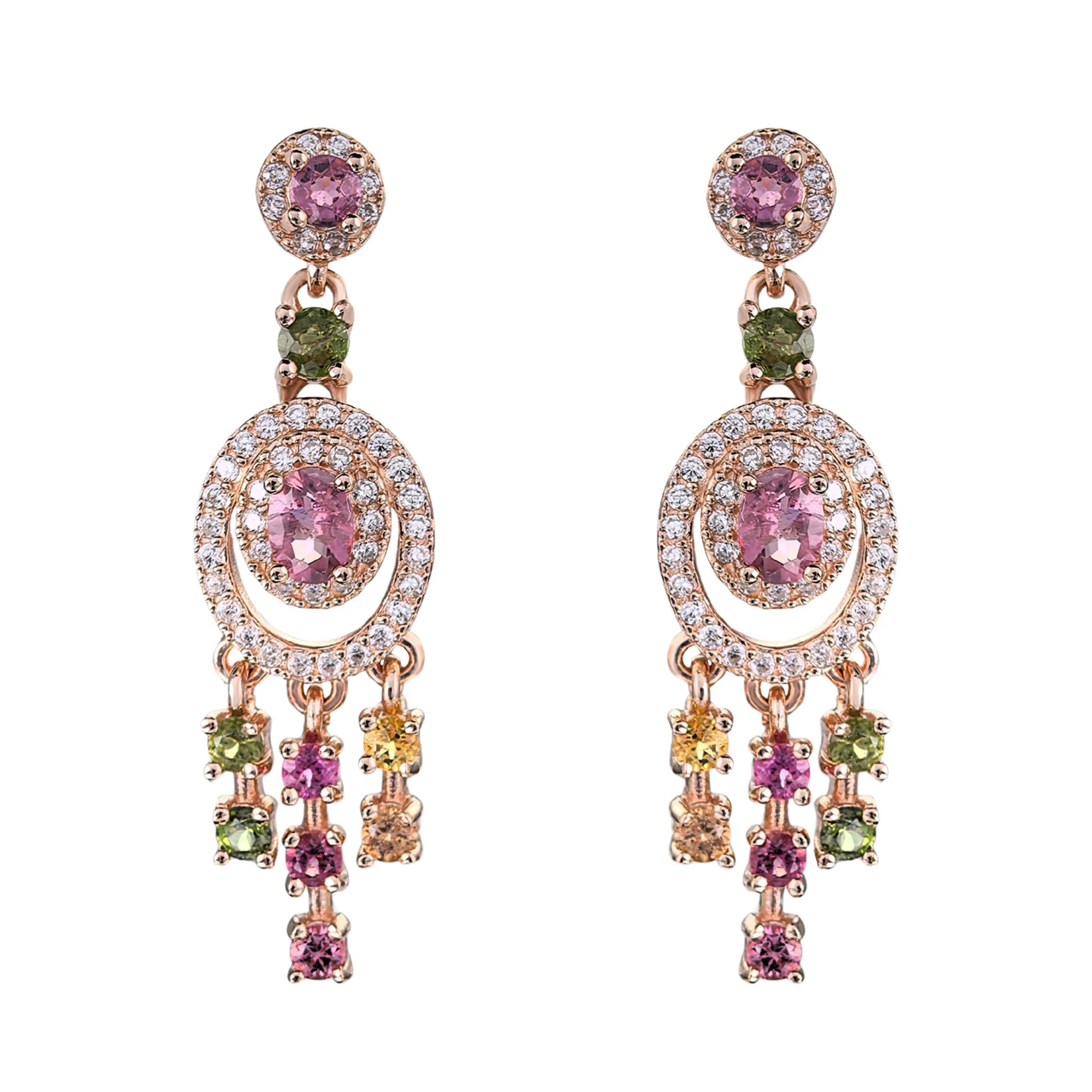 Elegant Rose Gold Plated 925 Sterling Silver Natural Tourmaline Drop Earrings for Women Mother's Day Jewelry