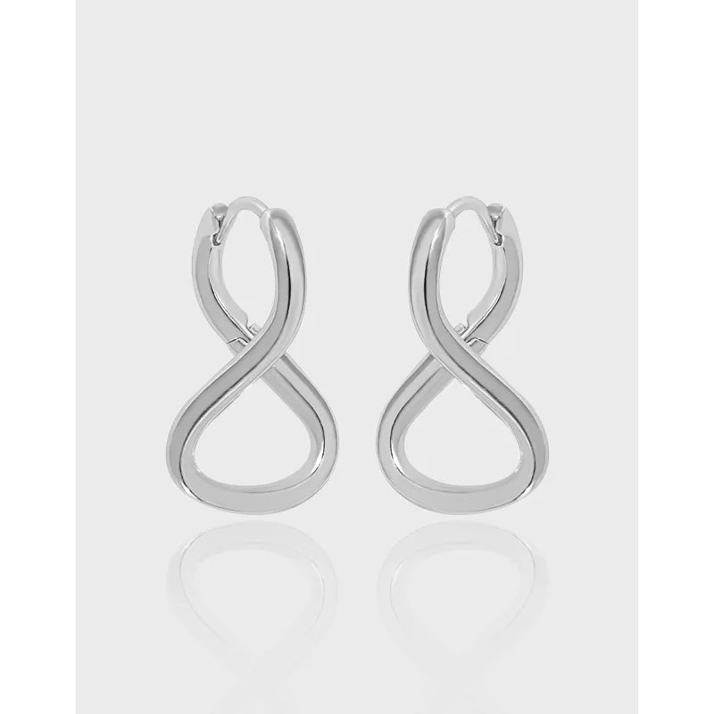 925 Sterling Silver Simple Numerical Eight Shape Hoop Earrings Irregular Line Fashion Earrings Designer Earrings Women