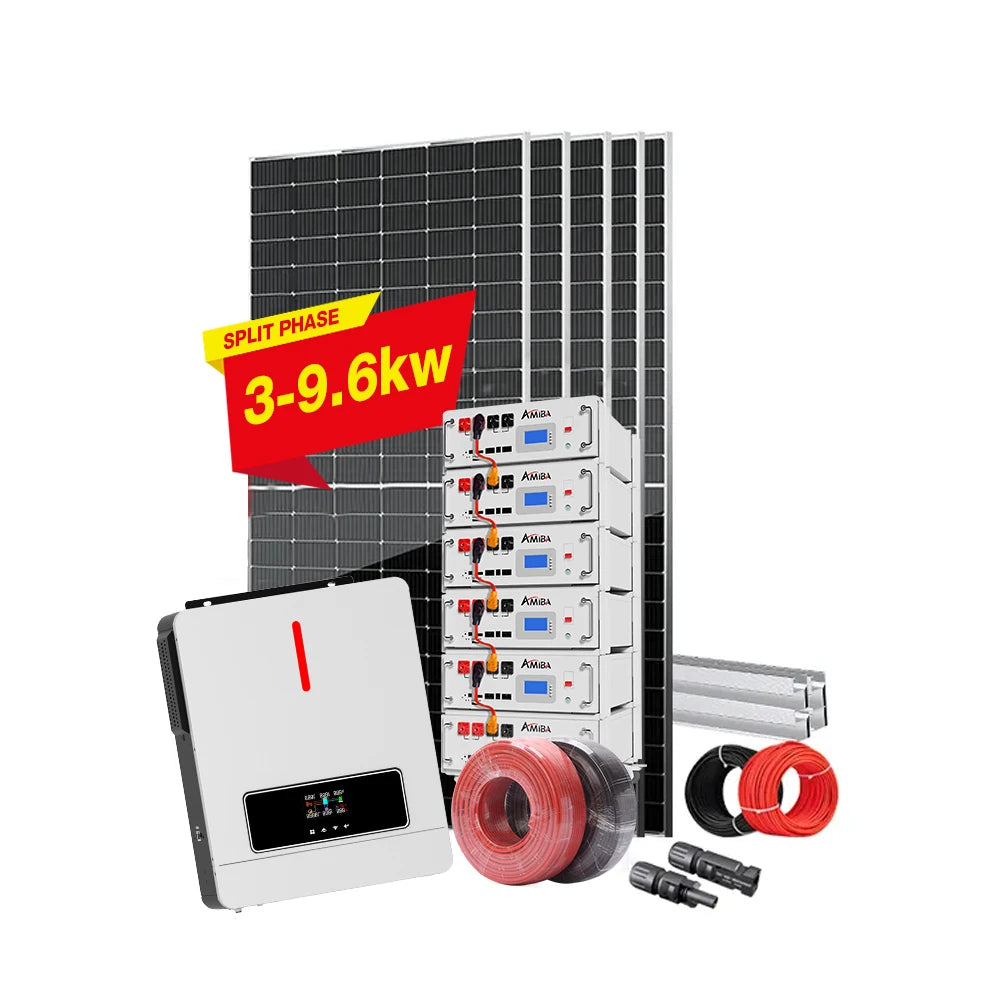 Full Set Home Use Hybrid Solar Storage 3KW/5KW/6KW/10KW Solar Panel System for Houses 220V Energy Storage System Kits Farm