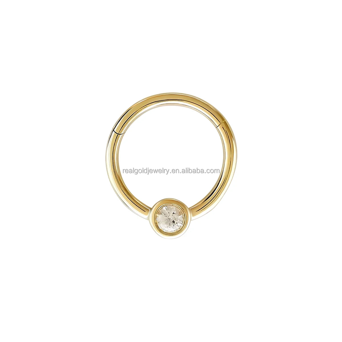 14K Gold Fine Jewelry Seamless Nose Ring Trendy Cartilage Earrings Real Gold Piercing Body Jewelry with Zircon Stone Weddings
