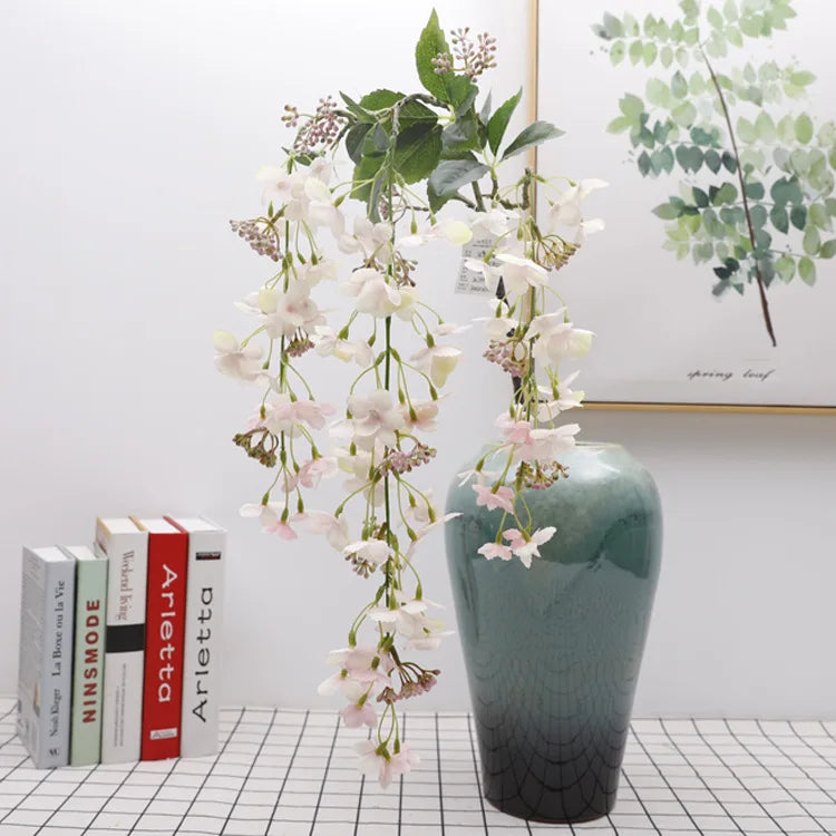New Simulation 3 Fork Snowball Vine Wisteria Flowers for Wedding Wall Decoration