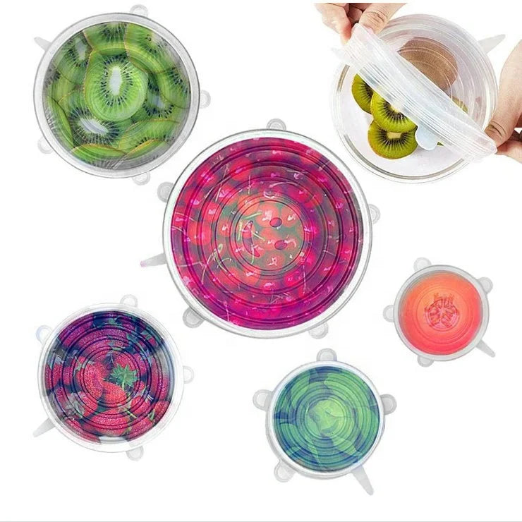 Food Grade Silicone Food Silicone Stretch Lids Wrap Cover Reusable Cling Film Universal Silicone Lids for Bowl Reusable
