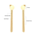 18K PVD Gold Plated Circle Tassel Drop Earrings Stainless Steel Wedding Party Fashion Jewelry Dangle Earrings for Women