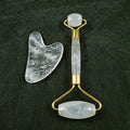 DIY Best Facial Jade Roller Massage Clear Quartz Roller Gua Sha Set