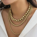 Cross Border Jewelry Europe and America Exaggerated Cyber Style Multi-layer Round Bead Stacked Necklace Simple Beaded Necklace