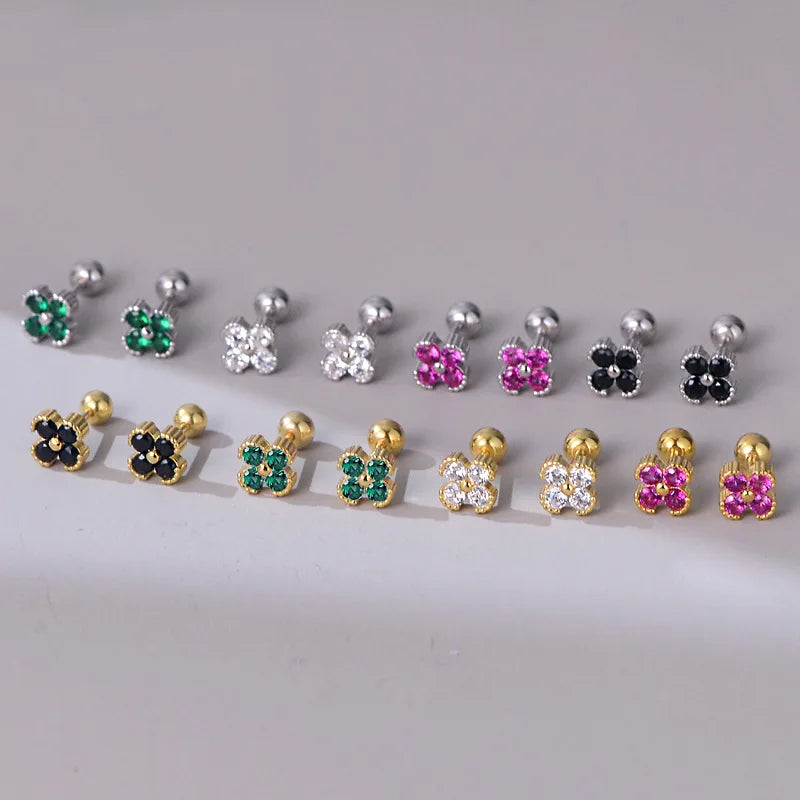 Fine Earrings Zircon Ear Stud S925 Sterling Silver CZ Flower Trendy Stud Earrings Jewelry for Women