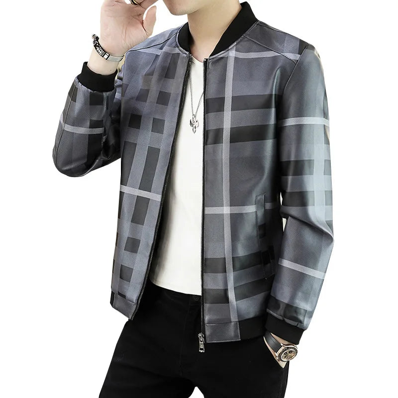 Warm Autumn Winter Flying Locomotive Men'S Leather Jacket