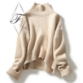 Women's Cashmere Knitting Spring Pullover Sweater Casual Style Solid Pattern Plus Size Slouchy Turtleneck Soft and Comfortable