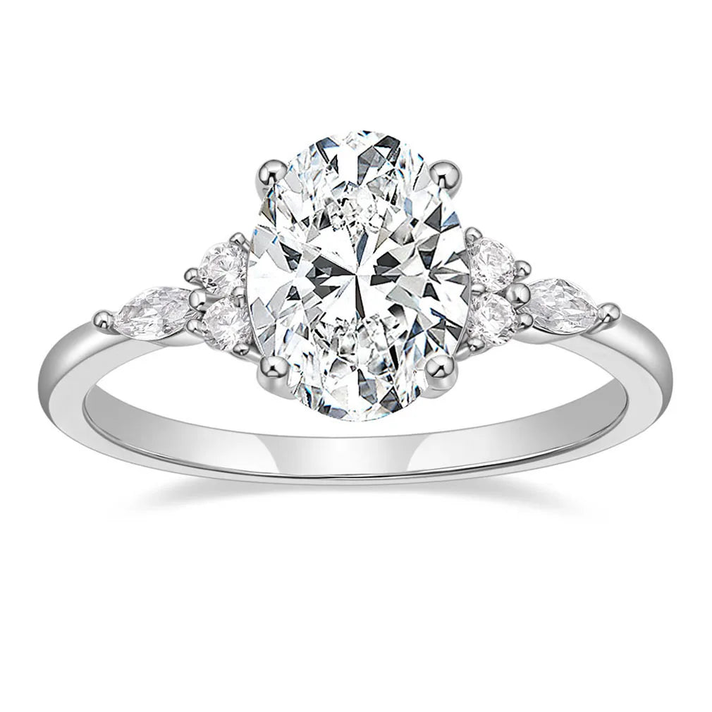 OAHLAN Fashion Jewelry 3CT Oval Cut Cubic Zirconia Classic Solitaire Promising Copper Rings for Women Engagement Wedding Gift