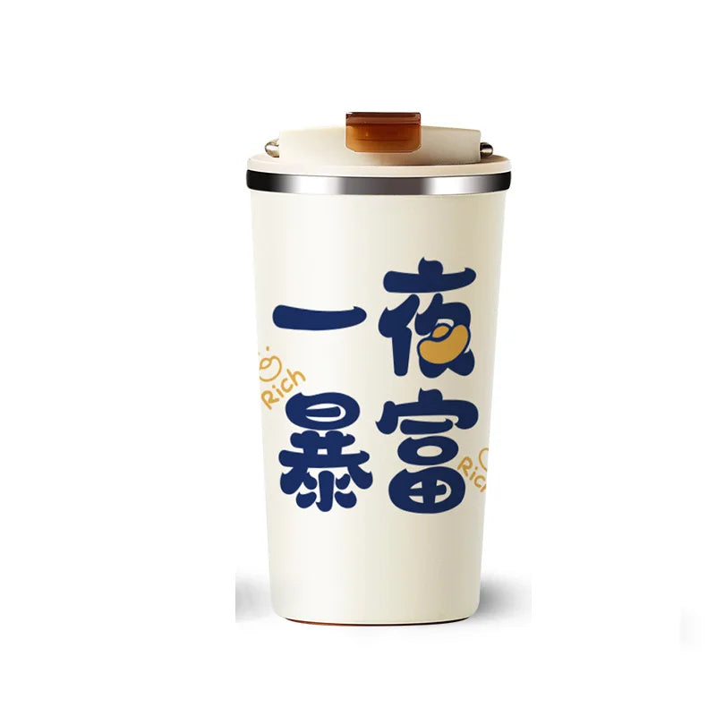 Wholesale Portable Thermos Coffee Cup with 304 Stainless Steel Ceramic Liner Water Bottle Inssulated Tumbler Vaccum Flask 400ml
