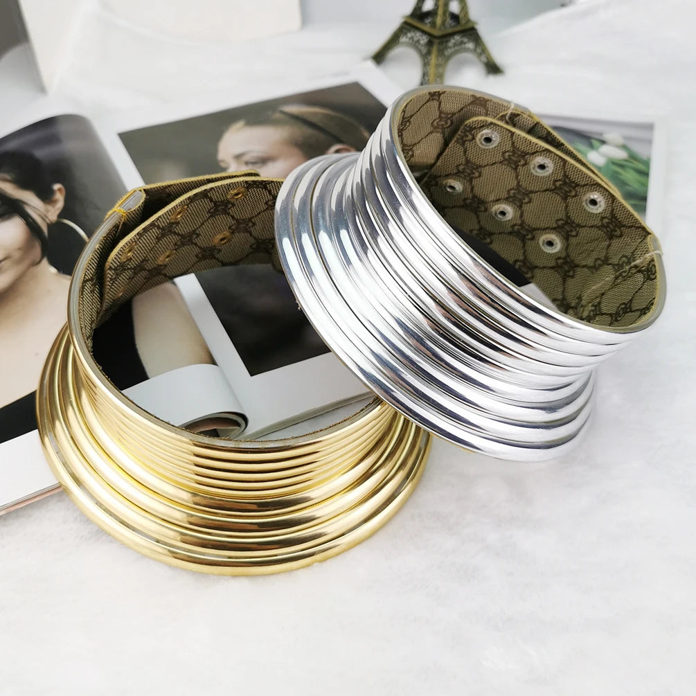Gold Tone African Egypt Punk Chunky Leather Choker Collars for Women Fashion Statement Big Brand PaterNecklace Jewelry Wholesale