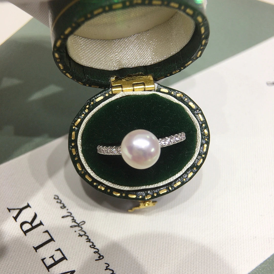 Hot Sale Simple Ring Jewelry 18K Gold Plated Natural Freshwater Pearl Ring for Women