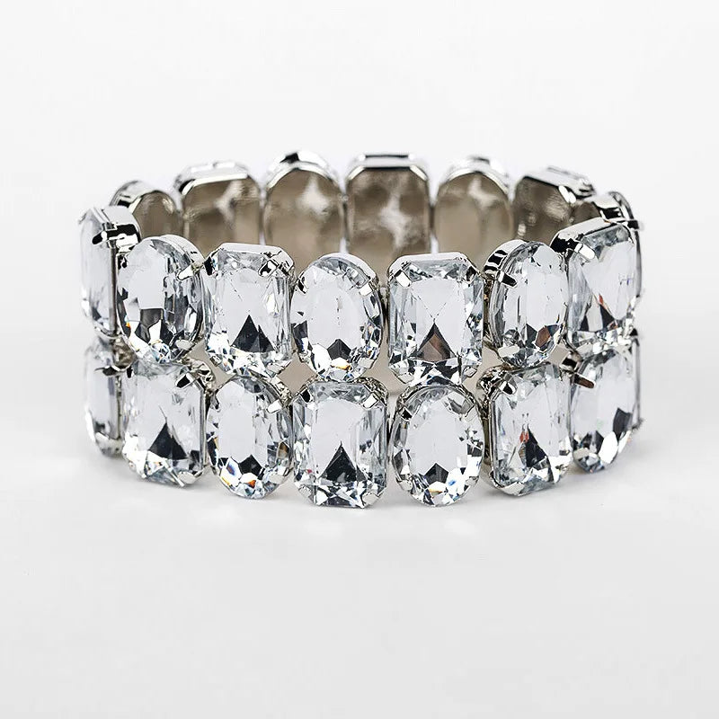 ZWB034 Hot Selling Fashion Rhinestones Bangles Jewelry Women's Elastic Crystal Bangle