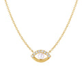 18k Gold Vermeil 925 Sterling Silver Jewelry Gold Plated Cz Freshwater Natural Pearl Eye Pendant Necklace
