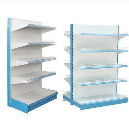 Real Factory 5 Layers Single-Sided Light Duty Steel Supermarket Rack Powder Coated Shop Mall Design Gondola Shelf