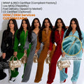 New Fashion Women's Long Sleeve Zipper Jackets Velvet Winter Clothing Wide Leg Pants Soft Casual Blank Sport Suits ODM OEM