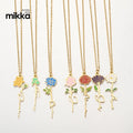 Wholesale Stainless Steel Enamel 18K Gold Plated Dainty Name Necklace With Birth Flower Design Jewelry