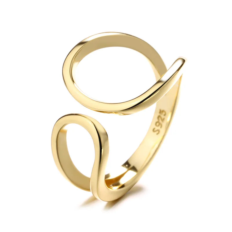 Minimalist Doule Color Exaggerate S925 Silver Geometric Line Twisted Knotted Ring