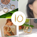 Trendy 14K Pure Gold Earring Hoops Light Weight Real AU585 Hollow Hoops Fine Jewelry Earrings