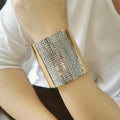 Luxury Sparkling Rhinestones Alloy Big Cuff Bracelets Bangles Women Charm Party Wedding Jewelry Statement Accessories