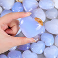Blue Chalcedony Natural Crystal Stone Crafts Heart Gemstone Chalcedony Crystal Carving Healing Decoration Gifts Wholesale
